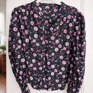 Floral Black and Pink Women's Top